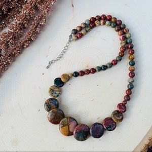 Picasso Jasper Gemstone Beaded Statement Necklace